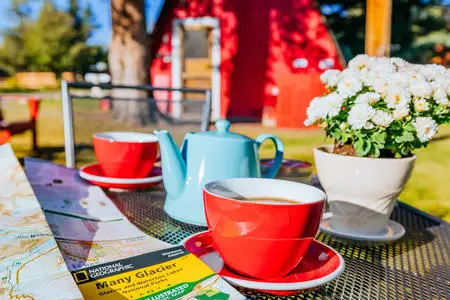 Morning coffee on the lawn